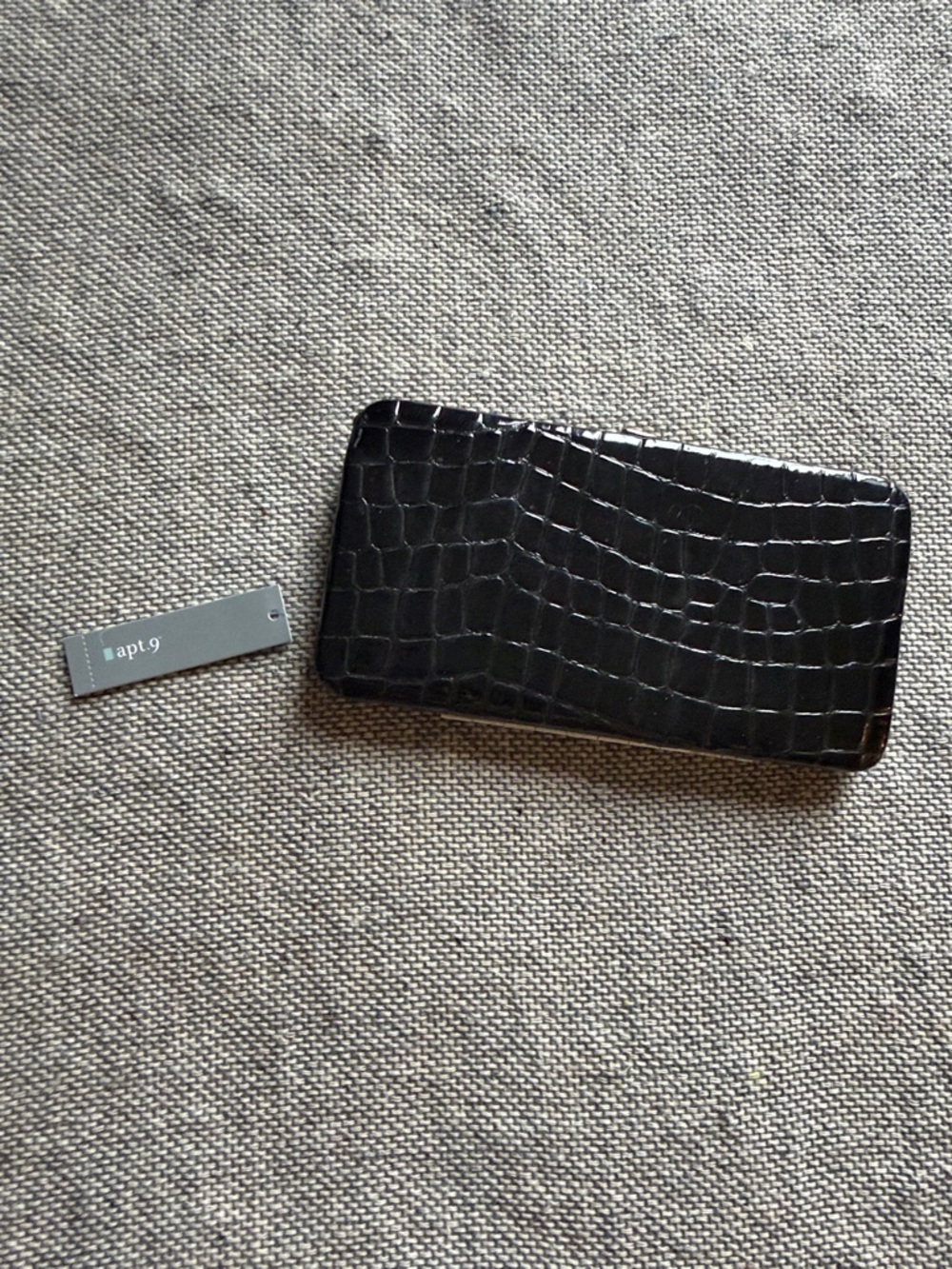 Apt. 9 Black Croc-Embossed Zip Wallet